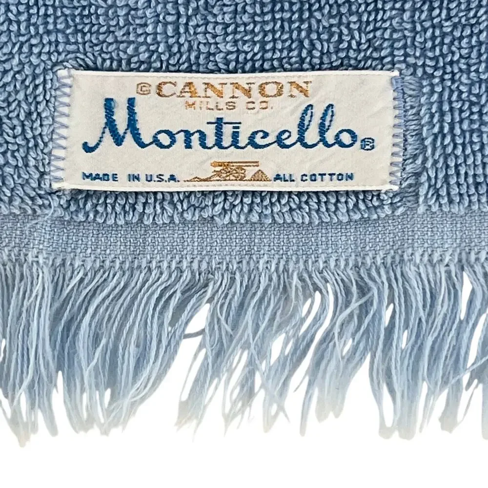70s Cottagecore Blue Floral Towel 1970s Vintage Monticello Cannon